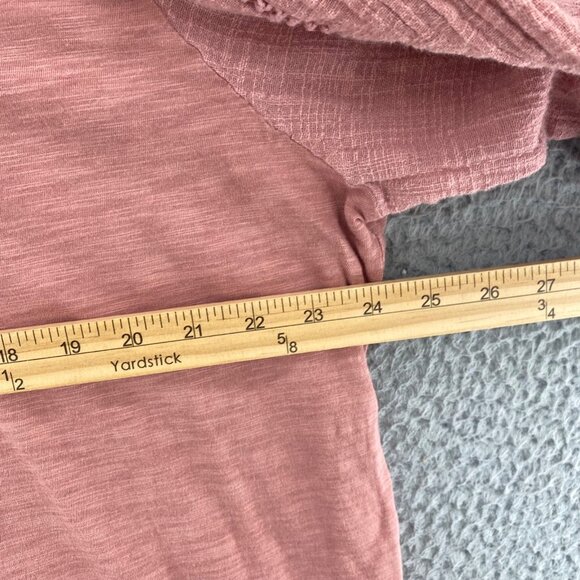 J Jill Top Womens Extra Large Blush Pink Slub Knit 3/4 Sleeve Pleat Lace Stretch - Picture 8 of 10